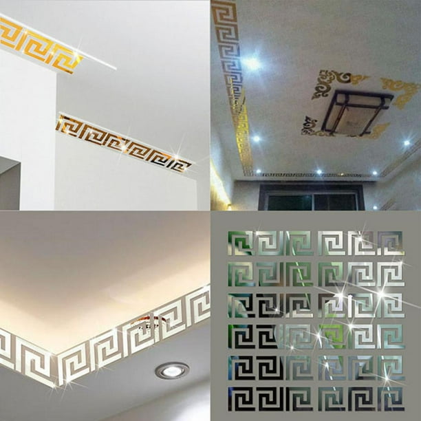 10PC 3D Mirror Wall Sticker Geometric Greek Key Pattern Home Decor Art Removable 10PC 3D Mirror Wall Sticker Geometric Greek Key Pattern Home Decor Art Removable